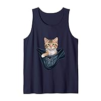 Funny Bengal Cat In Pocket Kitten Rescue Adoption Shelter Tank Top