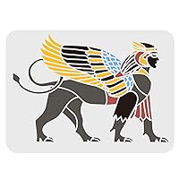 FINGERINSPIRE Sphinx Stencils 11.7x8.3 inch Large Egyptian Symbols Stencil Reusable Craft Stencil Sphinx with Wings Plastic Templates Stencils for Painting on Wood, Wall, Canvas, Paper, Fabric