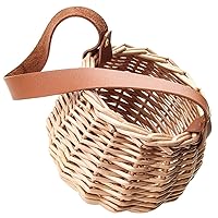 Woven Baskets for Gifts Rattan Wicker Flower Basket Empty Picnic Basket with Pu Handle Vintage Bouquet Gift Basket Egg Storage Bin Bread Box Fruit Picking Basket Weaved Basket