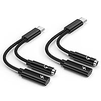 2-Pack Samsung A15 Headphone Adapter to USB C Charger Cable for Galaxy S24 A54 5G A14 S23Ultra Z Fold5 A23 A25 A24 S22 S21,Pixel 8 7a 6,iPhone 15,2 in 1 Type C to 3.5mm Aux Audio Jack Fast Dongle Cord