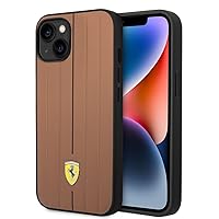 CG MOBILE Ferrari Phone Case for iPhone 14 Plus in Camel Embossed Stripes, Protective Leather, Durable & Anti-Scratch Case with Easy Snap-on, Shock Absorption & Signature Logo