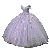 Quinceanera Dress Sparkling Butterfly Long Ball Gown Prom Dress Lace Appliques Party Ball Gown Sweet 15 Dress