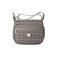 Oichy Crossbody Bags for Women Waterproof Shoulder Bag Casual Nylon Purse Handbag Messenger Bag Lightweight Pocketbooks (Grey,S)