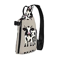 Cow Black Spot Print Cross Bag Casual Sling Backpack,Daypack For Travel,Hiking,Gym Shoulder Pack