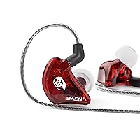 BASN Bsinger PRO in-Ear Monitors Hybrid Dynamic Dual Drivers Two Detachable MMCX Cables Musicians in-Ear Earbuds Headphones (Red)