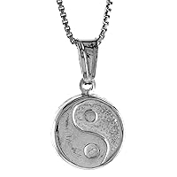 Sterling Silver Small Yin and yang Pendant, Made in Italy. 1/2 inch (13 mm) in Diameter.