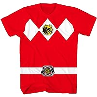 Power Rangers Mighty Morphin Red Blue Yellow Pink Green Black Blue Youth Armor Costume T-Shirt