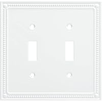 Franklin Brass Classic Beaded Wall Plate, Pure White Double Decorator Outlet Cover, 1-Pack, W35061-PW-C