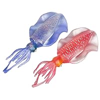 Gemini&Genius 2Pcs Squids Toys, Marine Bioluminescent Animals Cuttlefishes Toys Sea Life Action Figures Gift Great for Educational, Cake Topper, Swim, Bath Toys, Stocking Stuffers for Kids