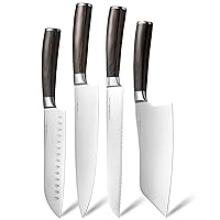 kangdelun Pro Kitchen Knives, 4 Pcs Ultra Sharp Quality Chef Knives, Premium German Steel 4116, Gift Box