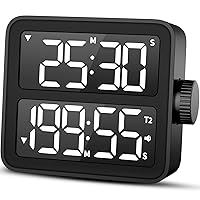 Digital Kitchen Timer, Dual Countdown Countup Timer with Memory Function, Volume Adjustable, Timer for Kids/Adults, Magnetic Timer for Cooking, Classroom, Exercise, Games
