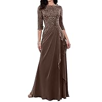Mother of The Bride Dresses Long Evening Formal Dress 3/4 Sleeve Lace Applique Mother of The Groom Dresses