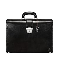 Maxwell Scott - Luxury Leather Large Lawyer Briefcase for Men - Top Handle with Key Lock - Made in Italy - The Basilio Large