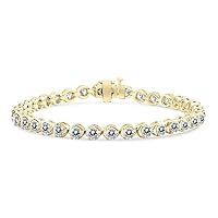 SZUL 3 Carat TW - 10 Carat TW Certified Natural Mined Diamond Three Prong Tennis Bracelet Available in 14K White and Yellow Gold