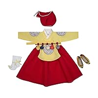 Baby Girl Hanbok Korean First Birthday Dol Party 100th Days Baikil Celebration Clothing Set Yellow Red HJG01