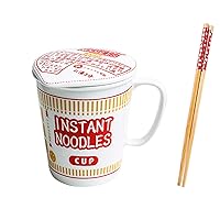 Instant Noodle Bowl Ceramic with Cover, Creative Ramen Soup Bowl Mug Cover Student Lunch Box Bowl (Color : Red, Size : S)