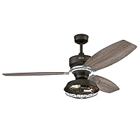 Westinghouse Lighting Welford LED Ceiling Fan 137 cm with LED Lighting and Remote Control, Weather Tanned Bronze Finish Including Dimmable LED Light, Weathered Bronze