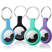 ThingsBag Airtags 4 Pack Holder Keychain, Silicone GPS Case Key Ring for Air Tags-4, Key Chain Accessories for Apple Item Finder Tracker, Itag Cover for Pet Dog Cat, Waterproof Airtag Keychain Holder