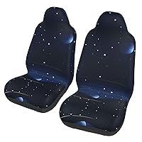 Dark Blue Night View Car seat Covers Front seat Protectors Washable and Breathable Cloth car Seats Suitable for Most Cars