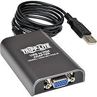 Tripp Lite USB 2.0 to VGA Dual/Multi-Monitor External Video Graphics Card Adapter, 128 MB SDRAM, 1080p (U244-001-VGA-R),Gray