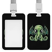 Cute Cthulhu Badge Holder Fashion ID Name Card Holders Badge Tag with Retractable Lanyard for Work Office