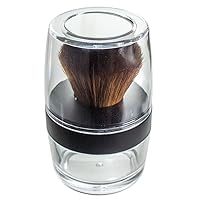 Kabuki Brush With Sifter Jar - Made of Soft Sable Tone Taklon Bristle, Plastic Base Jar, and Mirror for Mineral Makeup, Powders, Custom Foundations