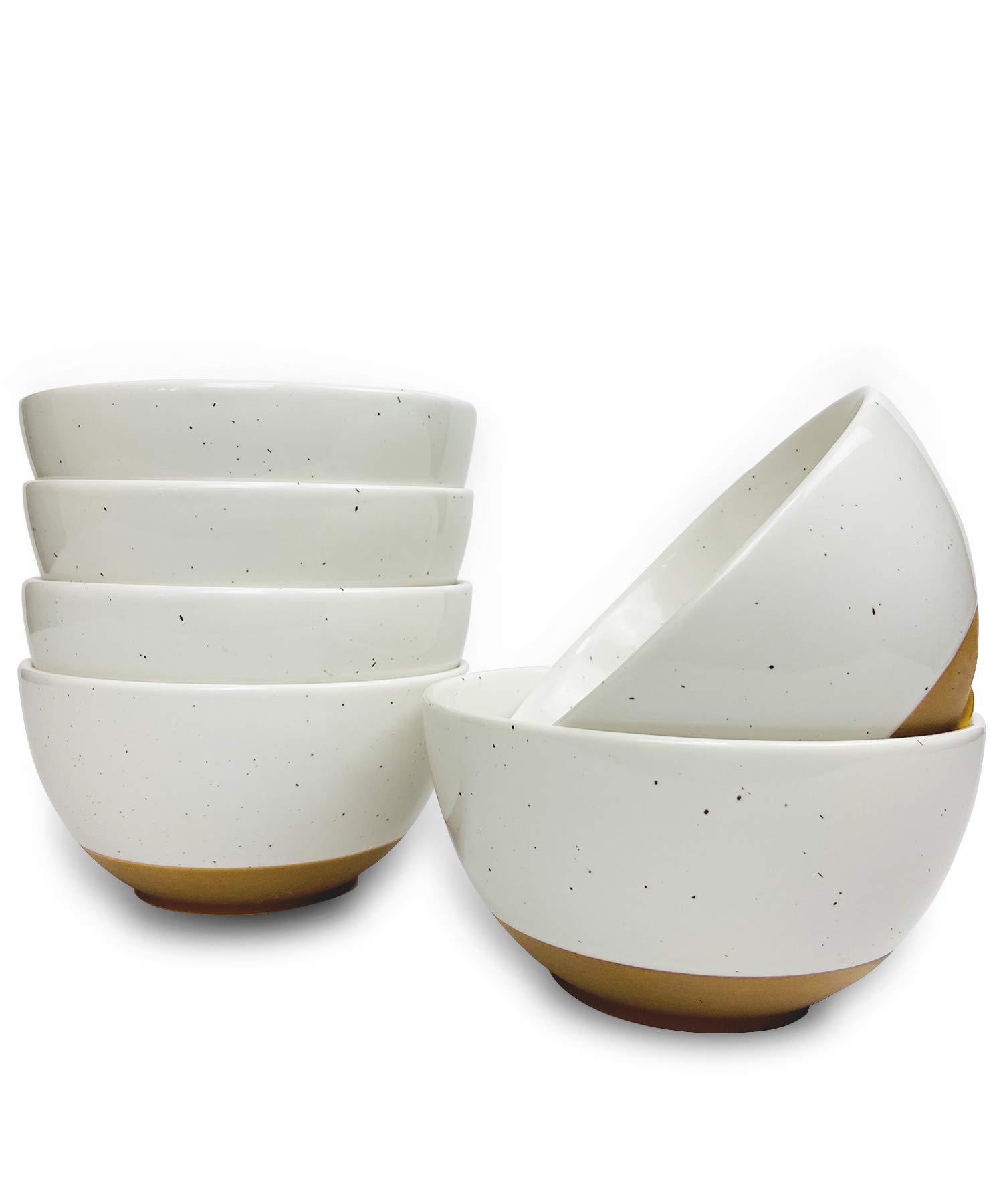 Mora Ceramic Small Dessert Bowls - 16oz, Set of 6 - Microwave, Oven and Dishwasher Safe, For Rice, Ice Cream, Soup, Snacks, Cereal, Chili, Side Dis...