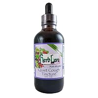 Herb Lore Quiet Cough Tincture 4 fl oz - Alcohol Free - Herbal Cough Syrup for Dry Cough - Kids & Adults - Liquid Mullein Leaf Extract, Marshmallow Root, Elecampane & Lobelia Drops for Lungs