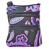 Sling Hipster Cross Body Purse Women's Handbag, Purple Paisley