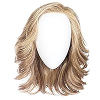 Raquel Welch Flip The Script Mid-Length Layered Wig With Lace Front and Memory Cap lll, Average Cap Size, RL17/23SS Iced Latte Macchiato