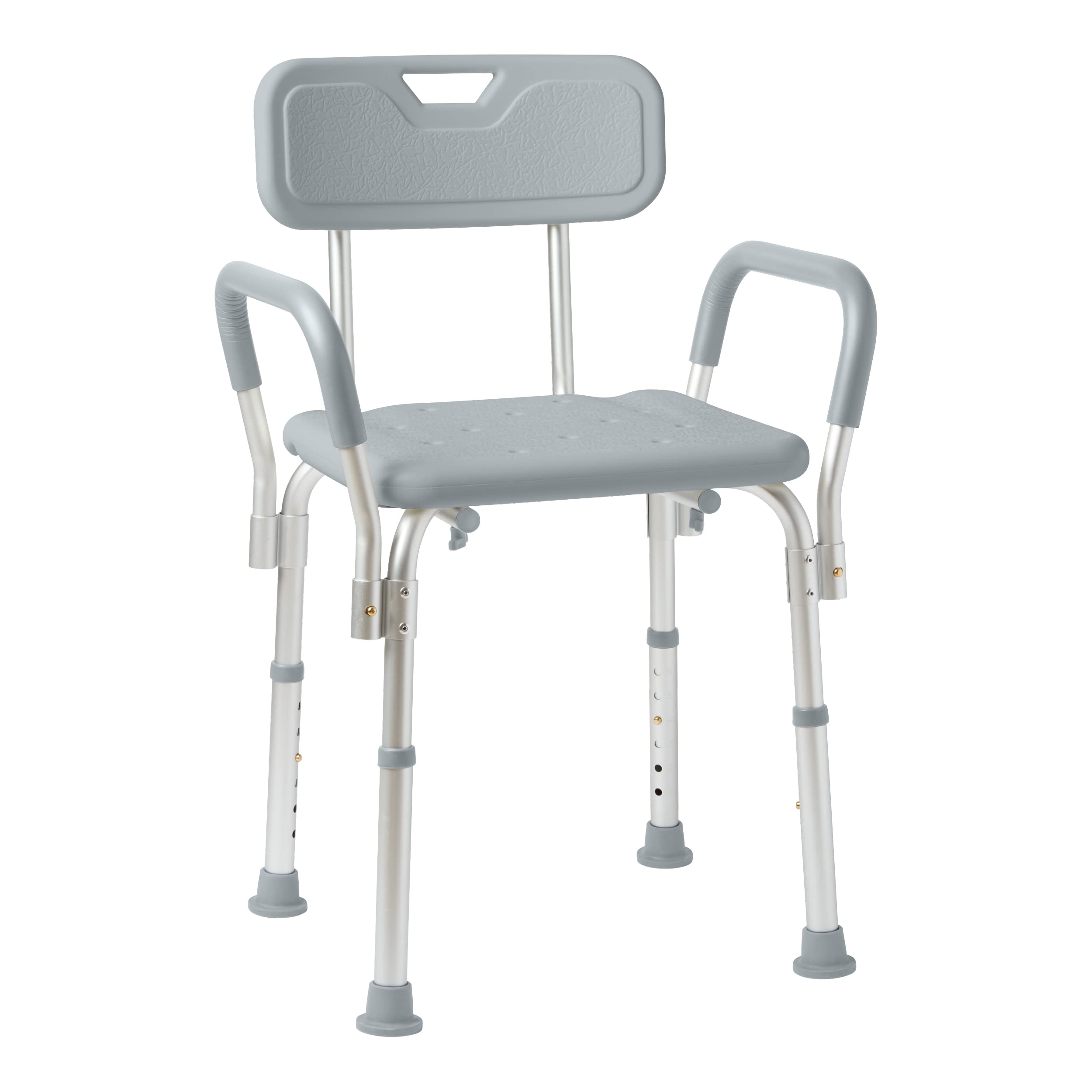 Medline Shower Chair with Back and Padded Arms, Bath Seat with Removable Back, Supports up to 350 lbs, Gray