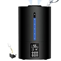 6L Humidifiers for Bedroom Large Room Home, Cool and Warm Humidifiers for Plants Mist Top Fill Desk Humidifiers Essential Oil Diffuser, Quiet Humidifiers with Adjustable Mist,360°Nozzle-Midnight Black