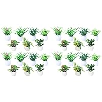 ERINGOGO 28 Pcs Mini Potted Landscape Mini Simulation Bonsai Small House Plants Tiny House Decor Mini House Supply Miniature House Plant Mini Bonsai in Pots Plastic Toy Room Doll House