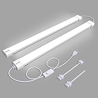 Utility LED Shop Light Fixture with Plug 4FT 5000K 36W 3600LM Linkable Waterproof LED Closet Light Under Cabinet Light Ceiling LED Tube Light for Garage Kitchen Bathroom Workbench and Office(2 Pack)