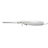 Easy Slice Electric Knife for Carving Meats, Poultry, Bread, Crafting Foam and More, Lightweight with Contoured Grip, White