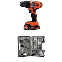 BLACK+DECKER BDA91109 Combination Accessory Set, 109-Piece with BLACK+DECKER LDX220C 20V MAX 2-Speed Cordless Drill Driver (Includes Battery and Charger)