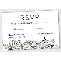 50 Blank RSVP Cards with White Envelopes-Floral Style Response Card-RSVP for Wedding-Rehearsal Dinner-Baby Shower-Bridal Shower-Engagement Party Invitations