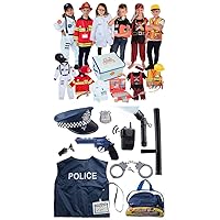 Born Toys 6-in-1 Kids' Dress Up & Pretend Play - Kids Costumes for Boys & Girls Ages 3-7 (Firefighter, Astronaut, Scientist, Construction, Pirate. Office Set anad Police)