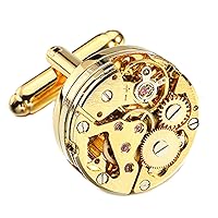 Gold Watch Movement Mens Steampunk Wedding Gift Cuff Links