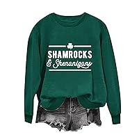 St Patricks Day Shirt for Women Long Sleeve Tops Shamrock Printed Oversized Long Green Tops for Women St Patricks