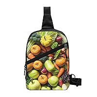 Various Vegetables And Fruit Sling Bag For Women And Men Fashion Folding Chest Bag Adjustable Crossbody Travel Shoulder Bag