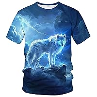 Novelty Men's Wolf T-Shirt Funny Animal Graphic Tee Shirt
