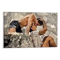 Gay Art Poster Gay Kiss Drawing Art Poster Canvas Painting Wall Art Poster for Bedroom Living Room Decor 24x16inch(60x40cm) Frame-style