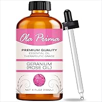 Ola Prima Rose Geranium Essential Oil - Premium Grade for Aromatherapy, Diffuser, Candle & Soap Making, Dropper - 4 fl oz