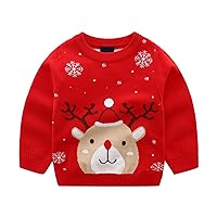 Toddler Boys Girls Sweater Autumn/Winter Christmas Snowflake Deer Jacquard Double Layer Baby Girl Sweaters 24