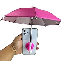 Compatible for iPhone 15 14 13 12 11 Pro Max Plus Mini Xr Xs X 8 7 SE Case with Cartoon 3D Suction Cup Mount Phone Holder Umbrella Sun Shade Clear Case for Girls Women (Red)