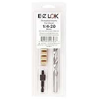 E-Z LOK 400-4 Threaded Inserts for Wood, Installation Kit, Brass, Includes 1/4-20 Knife Thread Inserts (5), Drill, Installation Tool,Gold-Black-Silver