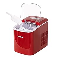 Igloo Electric Countertop Ice Maker Machine - Automatic and Portable - 26 Pounds in 24 Hours - Ice Cube Maker - Ice Scoop and Basket - Ideal for Iced Coffee and Cocktails - Red
