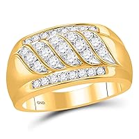 The Diamond Deal 14kt Yellow Gold Mens Round Diamond Wedding Band Ring 1 Cttw