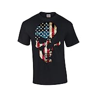 American Flag Skull Americana Skeleton Head Patriotic Patriot Cool Red White Blue USA -Black-Medium